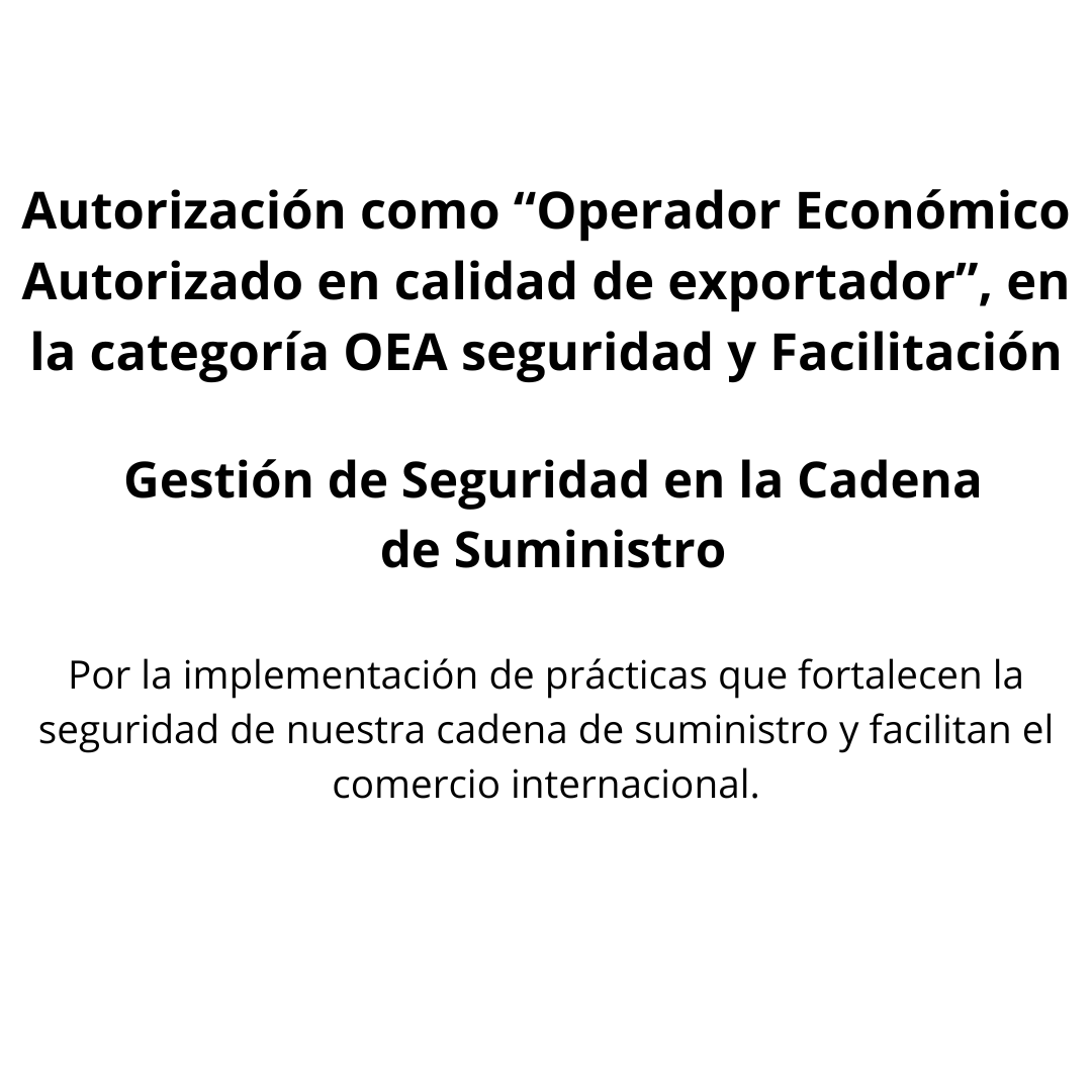 Texto Operador Económico Autorizado con el texto Autorización como Operador Económico Autorizado en calidad de exportador